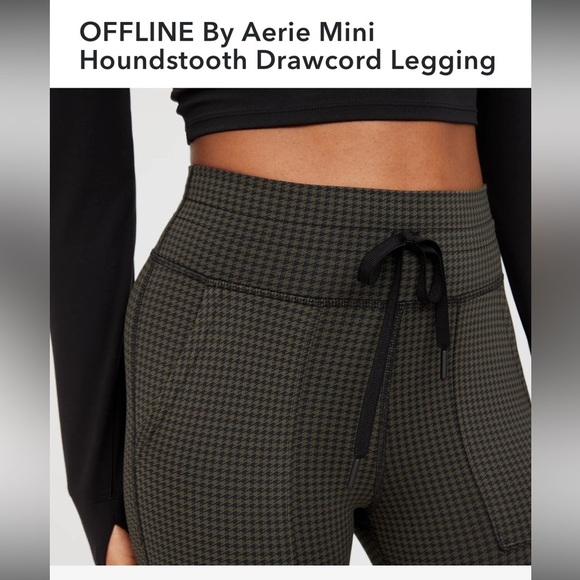 aerie Pants - Green & Black houndstooth Checkered Set